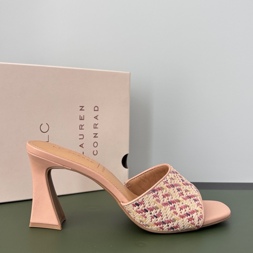 LC Lauren Conrad Women's Pink Woven Heeled Sandals - Picture 3 of 12
